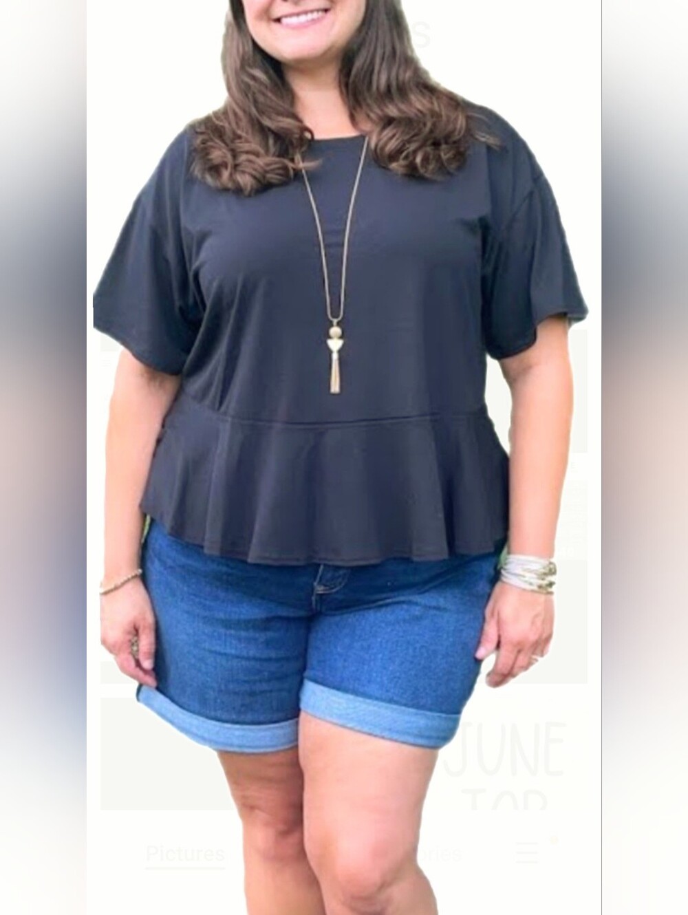 LuLaRoe June Black Peplum Ruffle Hem Short-Sleeve Top 3X NEW